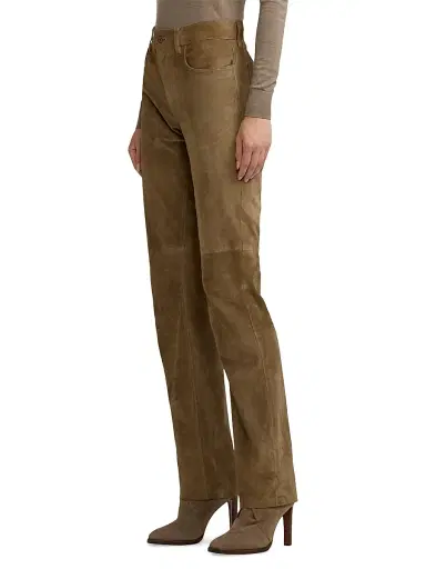 Ralph Lauren Collection Women's Scottie Suede Ankle Pants - Taupe | Thumbnail 4 Ralph Lauren Collection Women's Scottie Suede Ankle Pants - Taupe | Thumbnail 4