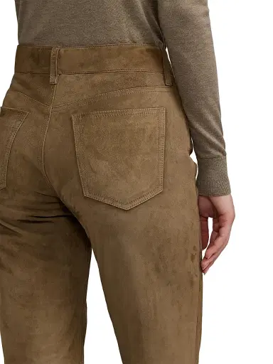 Ralph Lauren Collection Women's Scottie Suede Ankle Pants - Taupe | Thumbnail 6 Ralph Lauren Collection Women's Scottie Suede Ankle Pants - Taupe | Thumbnail 6