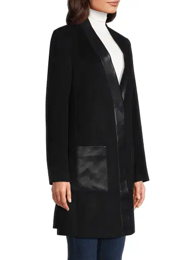 Kobi Halperin Women's Brigitta Wool Faux Leather-Trim Coat - Black | Thumbnail 4 Kobi Halperin Women's Brigitta Wool Faux Leather-Trim Coat - Black | Thumbnail 4