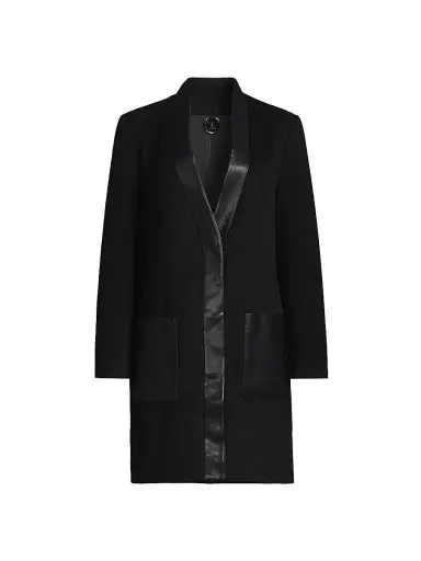 Kobi Halperin Women's Brigitta Wool Faux Leather-Trim Coat - Black | Thumbnail 1 Kobi Halperin Women's Brigitta Wool Faux Leather-Trim Coat - Black | Thumbnail 1