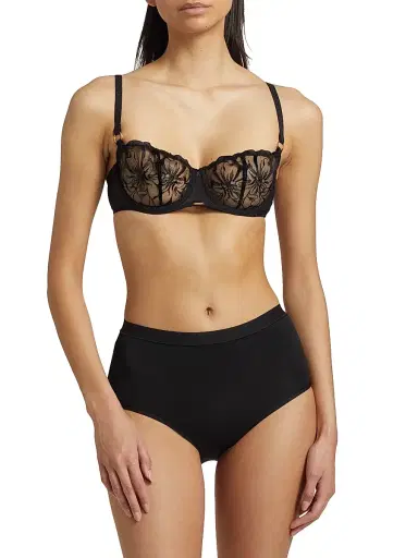Chantelle Women's Fleur Demi Underwire Bra - Black - Size 34F | Thumbnail 3 Chantelle Women's Fleur Demi Underwire Bra - Black - Size 34F | Thumbnail 3