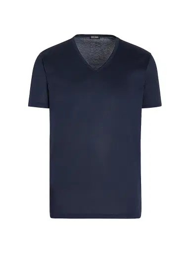 ZEGNA Men's Cotton T-Shirt - Blue | Thumbnail 1 ZEGNA Men's Cotton T-Shirt - Blue | Thumbnail 1