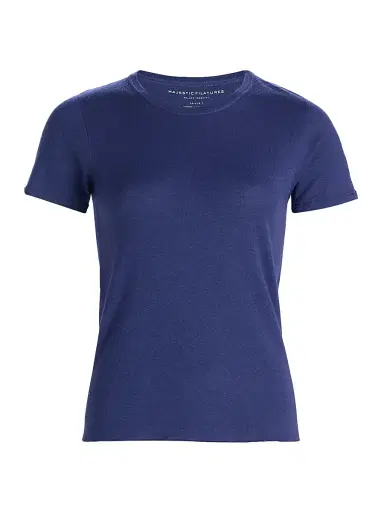Majestic Filatures Women's Cashmere Short-Sleeve Tee - Blue Moon | Thumbnail 1 Majestic Filatures Women's Cashmere Short-Sleeve Tee - Blue Moon | Thumbnail 1