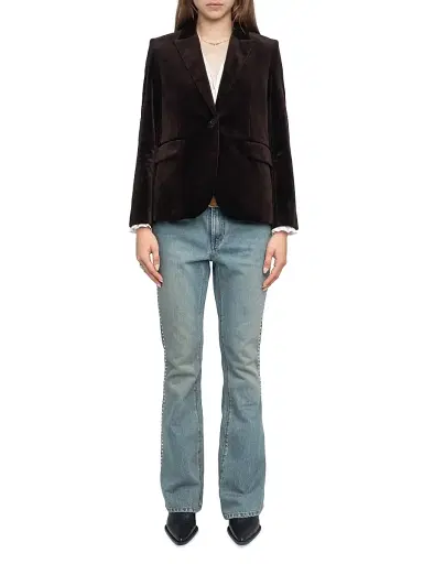 Zadig & Voltaire Women's Vavy Velvet Tailored Blazer - Dark Chocolate - Size Large | Thumbnail 2 Zadig & Voltaire Women's Vavy Velvet Tailored Blazer - Dark Chocolate - Size Large | Thumbnail 2