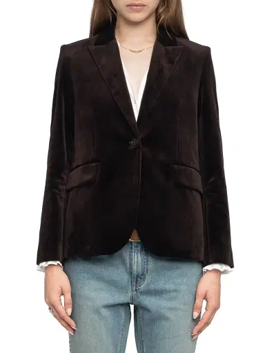 Zadig & Voltaire Women's Vavy Velvet Tailored Blazer - Dark Chocolate - Size Large | Thumbnail 3 Zadig & Voltaire Women's Vavy Velvet Tailored Blazer - Dark Chocolate - Size Large | Thumbnail 3