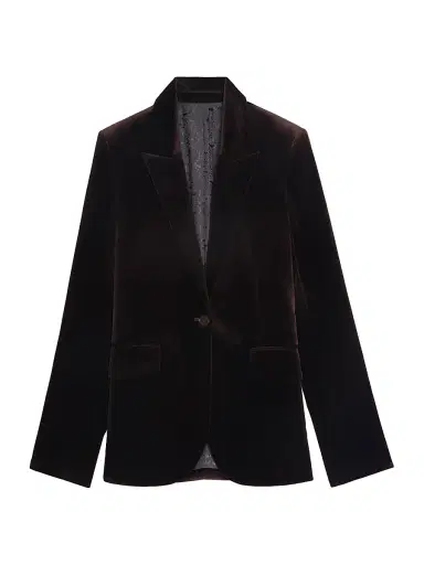 Zadig & Voltaire Women's Vavy Velvet Tailored Blazer - Dark Chocolate - Size Large | Thumbnail 1 Zadig & Voltaire Women's Vavy Velvet Tailored Blazer - Dark Chocolate - Size Large | Thumbnail 1
