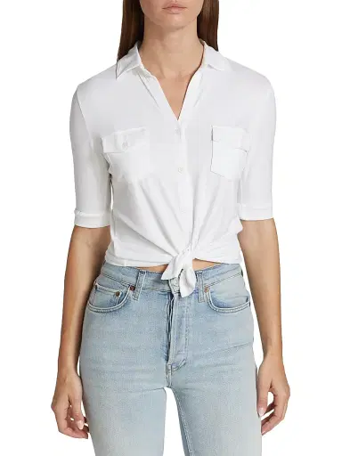 Majestic Filatures Women's Soft Touch Elbow-Sleeve Pocket Shirt - Blanc | Thumbnail 3 Majestic Filatures Women's Soft Touch Elbow-Sleeve Pocket Shirt - Blanc | Thumbnail 3