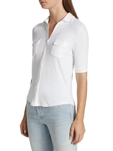 Majestic Filatures Women's Soft Touch Elbow-Sleeve Pocket Shirt - Blanc | Thumbnail 4 Majestic Filatures Women's Soft Touch Elbow-Sleeve Pocket Shirt - Blanc | Thumbnail 4