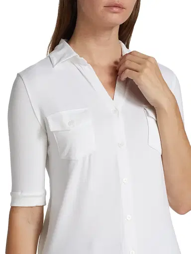 Majestic Filatures Women's Soft Touch Elbow-Sleeve Pocket Shirt - Blanc | Thumbnail 6 Majestic Filatures Women's Soft Touch Elbow-Sleeve Pocket Shirt - Blanc | Thumbnail 6