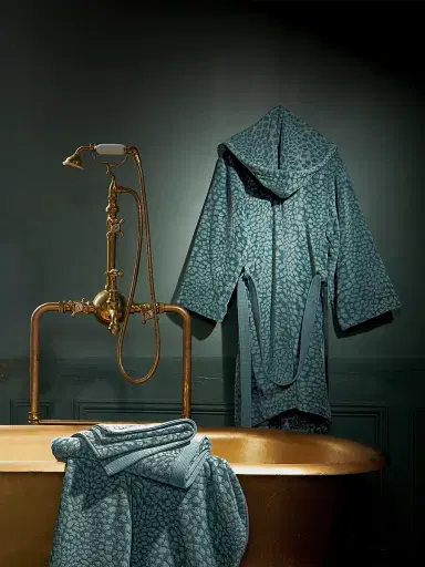 Anne de Solène Women's Imaginaire Cotton Bathrobe - Blue Green | Thumbnail 2 Anne de Solène Women's Imaginaire Cotton Bathrobe - Blue Green | Thumbnail 2