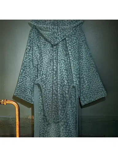 Anne de Solène Women's Imaginaire Cotton Bathrobe - Blue Green | Thumbnail 3 Anne de Solène Women's Imaginaire Cotton Bathrobe - Blue Green | Thumbnail 3
