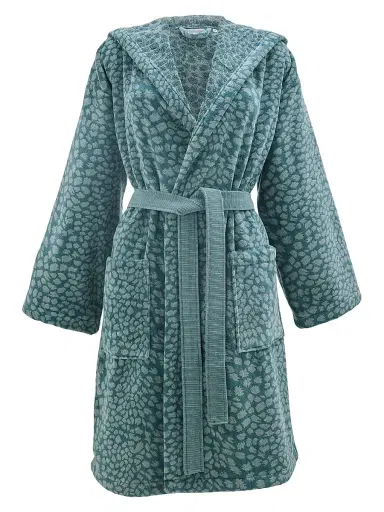 Anne de Solène Women's Imaginaire Cotton Bathrobe - Blue Green | Thumbnail 1 Anne de Solène Women's Imaginaire Cotton Bathrobe - Blue Green | Thumbnail 1