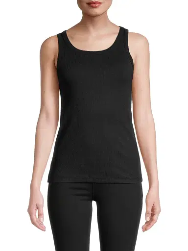 Majestic Filatures Women's Rib-Knit Cotton-Blend Scoopneck Tank Top - Noir | Thumbnail 3 Majestic Filatures Women's Rib-Knit Cotton-Blend Scoopneck Tank Top - Noir | Thumbnail 3