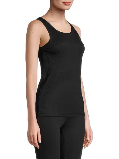 Majestic Filatures Women's Rib-Knit Cotton-Blend Scoopneck Tank Top - Noir | Thumbnail 4 Majestic Filatures Women's Rib-Knit Cotton-Blend Scoopneck Tank Top - Noir | Thumbnail 4
