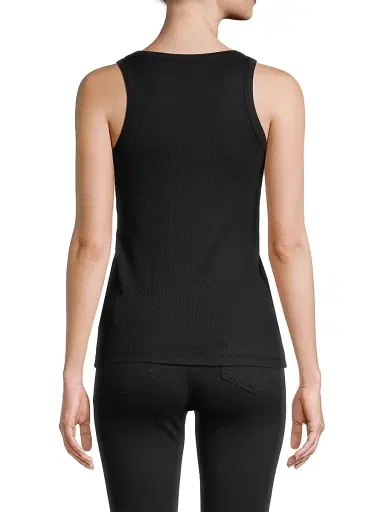 Majestic Filatures Women's Rib-Knit Cotton-Blend Scoopneck Tank Top - Noir | Thumbnail 5 Majestic Filatures Women's Rib-Knit Cotton-Blend Scoopneck Tank Top - Noir | Thumbnail 5