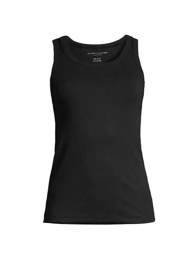 Majestic Filatures Women's Rib-Knit Cotton-Blend Scoopneck Tank Top - Noir | Thumbnail 1 Majestic Filatures Women's Rib-Knit Cotton-Blend Scoopneck Tank Top - Noir | Thumbnail 1