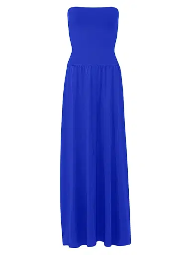ERES Women's Ankara Cotton Strapless Maxi Dress - Indigo | Thumbnail 1 ERES Women's Ankara Cotton Strapless Maxi Dress - Indigo | Thumbnail 1