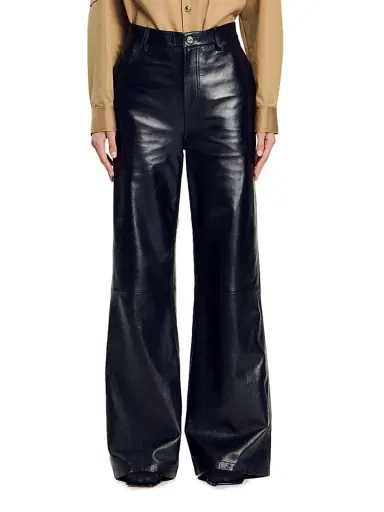 Sandro Women's Flared Leather Trousers - Black | Thumbnail 2 Sandro Women's Flared Leather Trousers - Black | Thumbnail 2