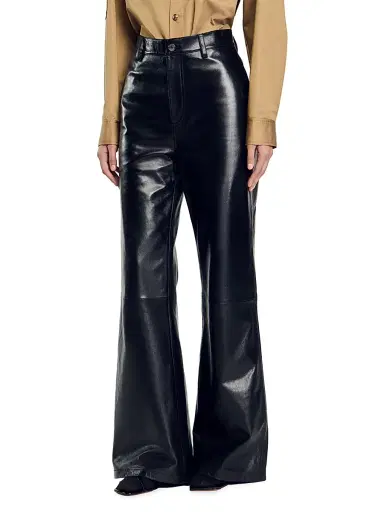 Sandro Women's Flared Leather Trousers - Black | Thumbnail 3 Sandro Women's Flared Leather Trousers - Black | Thumbnail 3
