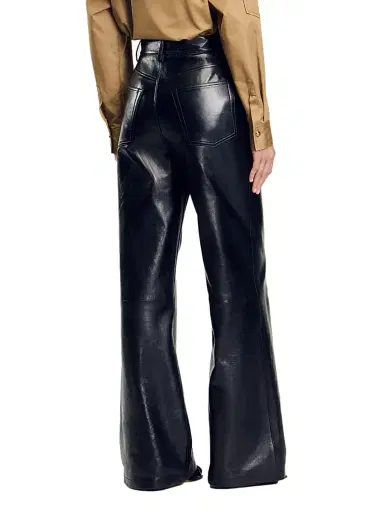 Sandro Women's Flared Leather Trousers - Black | Thumbnail 4 Sandro Women's Flared Leather Trousers - Black | Thumbnail 4