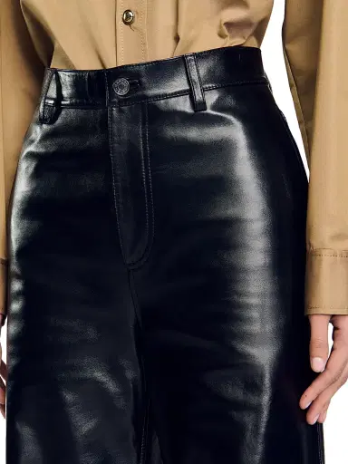 Sandro Women's Flared Leather Trousers - Black | Thumbnail 6 Sandro Women's Flared Leather Trousers - Black | Thumbnail 6