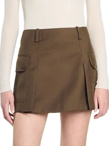 Sandro Women's Short Skirt with Pockets - Olive Green | Thumbnail 4 Sandro Women's Short Skirt with Pockets - Olive Green | Thumbnail 4