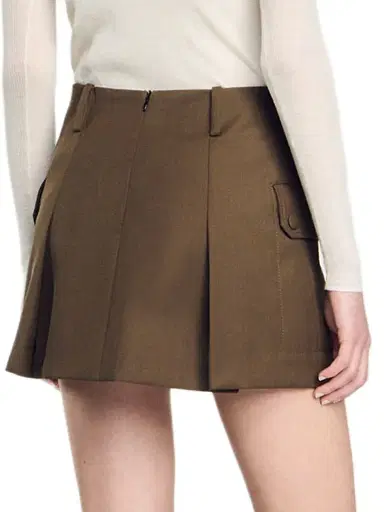 Sandro Women's Short Skirt with Pockets - Olive Green | Thumbnail 5 Sandro Women's Short Skirt with Pockets - Olive Green | Thumbnail 5