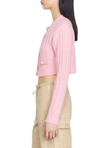 Sandro Women's Cable Knit Coatigan - Pink | Thumbnail 2 Sandro Women's Cable Knit Coatigan - Pink | Thumbnail 2