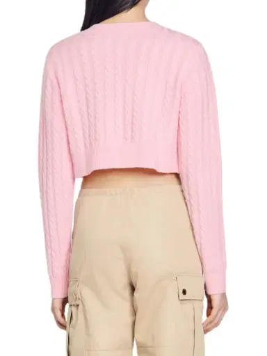 Sandro Women's Cable Knit Coatigan - Pink | Thumbnail 3 Sandro Women's Cable Knit Coatigan - Pink | Thumbnail 3