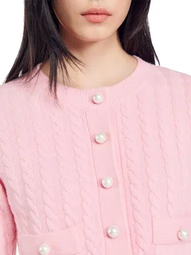 Sandro Women's Cable Knit Coatigan - Pink | Thumbnail 5 Sandro Women's Cable Knit Coatigan - Pink | Thumbnail 5