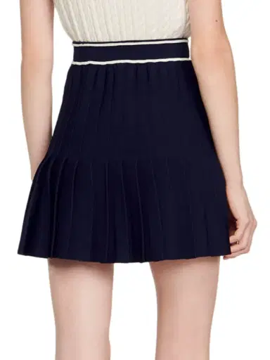 Sandro Women's Short Pleated Skirt - Deep Blue | Thumbnail 3 Sandro Women's Short Pleated Skirt - Deep Blue | Thumbnail 3