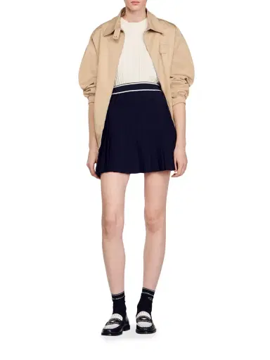 Sandro Women's Short Pleated Skirt - Deep Blue | Thumbnail 6 Sandro Women's Short Pleated Skirt - Deep Blue | Thumbnail 6