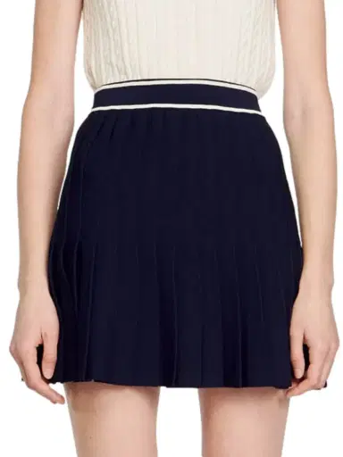 Sandro Women's Short Pleated Skirt - Deep Blue | Thumbnail 1 Sandro Women's Short Pleated Skirt - Deep Blue | Thumbnail 1