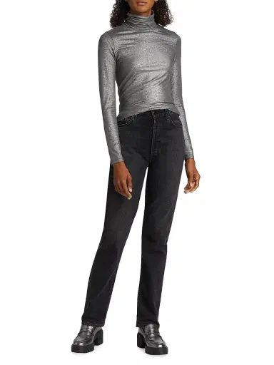 Majestic Filatures Women's Soft Touch Metallic Turtleneck Top - Anthracite | Thumbnail 2 Majestic Filatures Women's Soft Touch Metallic Turtleneck Top - Anthracite | Thumbnail 2