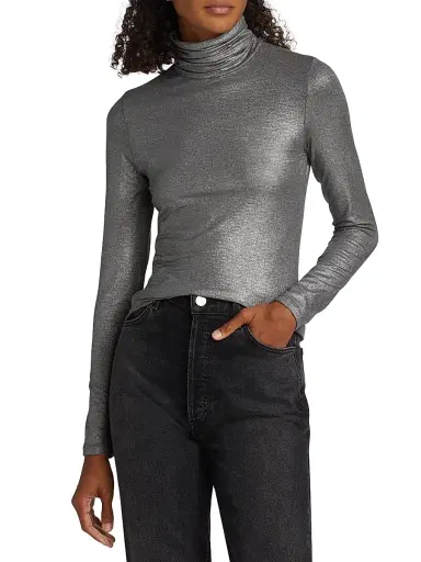 Majestic Filatures Women's Soft Touch Metallic Turtleneck Top - Anthracite | Thumbnail 3 Majestic Filatures Women's Soft Touch Metallic Turtleneck Top - Anthracite | Thumbnail 3