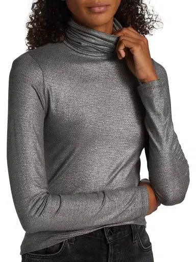 Majestic Filatures Women's Soft Touch Metallic Turtleneck Top - Anthracite | Thumbnail 6 Majestic Filatures Women's Soft Touch Metallic Turtleneck Top - Anthracite | Thumbnail 6