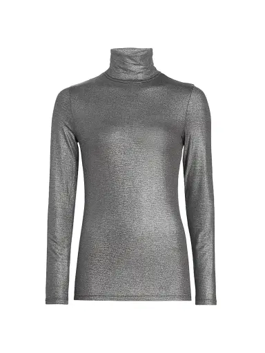 Majestic Filatures Women's Soft Touch Metallic Turtleneck Top - Anthracite | Thumbnail 1 Majestic Filatures Women's Soft Touch Metallic Turtleneck Top - Anthracite | Thumbnail 1