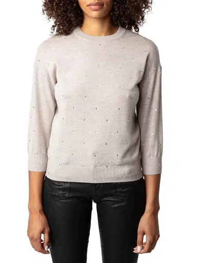 Zadig & Voltaire Women's Kansy We Strass Wool Sweater - Latte - Size Small | Thumbnail 3 Zadig & Voltaire Women's Kansy We Strass Wool Sweater - Latte - Size Small | Thumbnail 3