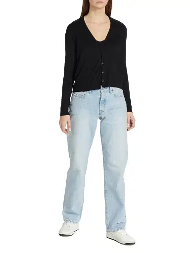 Majestic Filatures Women's Soft Touch V-Neck Cardigan - Noir | Thumbnail 2 Majestic Filatures Women's Soft Touch V-Neck Cardigan - Noir | Thumbnail 2