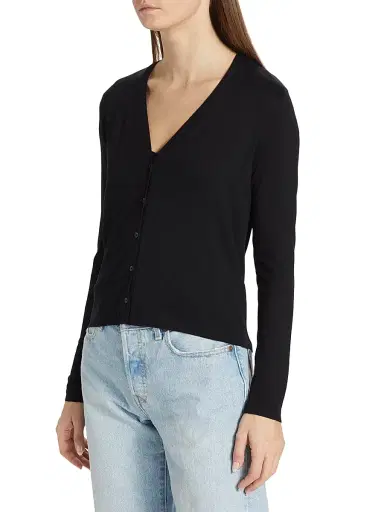 Majestic Filatures Women's Soft Touch V-Neck Cardigan - Noir | Thumbnail 4 Majestic Filatures Women's Soft Touch V-Neck Cardigan - Noir | Thumbnail 4