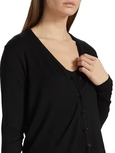 Majestic Filatures Women's Soft Touch V-Neck Cardigan - Noir | Thumbnail 6 Majestic Filatures Women's Soft Touch V-Neck Cardigan - Noir | Thumbnail 6