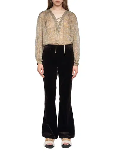 Zadig & Voltaire Women's Prevy Velvet Flare Pants - Dark Chocolate - Size Large | Thumbnail 2 Zadig & Voltaire Women's Prevy Velvet Flare Pants - Dark Chocolate - Size Large | Thumbnail 2