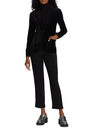 Majestic Filatures Women's Velour One-Button Blazer - Noir | Thumbnail 2 Majestic Filatures Women's Velour One-Button Blazer - Noir | Thumbnail 2