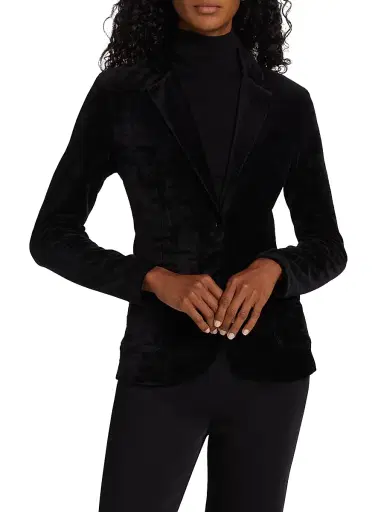 Majestic Filatures Women's Velour One-Button Blazer - Noir | Thumbnail 3 Majestic Filatures Women's Velour One-Button Blazer - Noir | Thumbnail 3