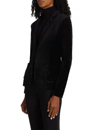 Majestic Filatures Women's Velour One-Button Blazer - Noir | Thumbnail 4 Majestic Filatures Women's Velour One-Button Blazer - Noir | Thumbnail 4