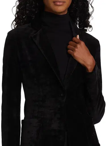 Majestic Filatures Women's Velour One-Button Blazer - Noir | Thumbnail 6 Majestic Filatures Women's Velour One-Button Blazer - Noir | Thumbnail 6