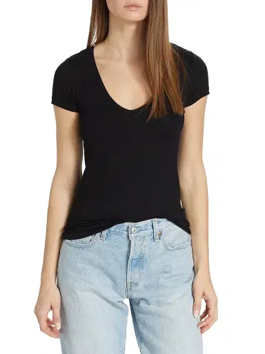 Majestic Filatures Women's Soft Touch V-Neck T-Shirt - Noir | Thumbnail 3 Majestic Filatures Women's Soft Touch V-Neck T-Shirt - Noir | Thumbnail 3