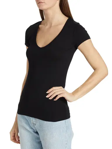 Majestic Filatures Women's Soft Touch V-Neck T-Shirt - Noir | Thumbnail 4 Majestic Filatures Women's Soft Touch V-Neck T-Shirt - Noir | Thumbnail 4