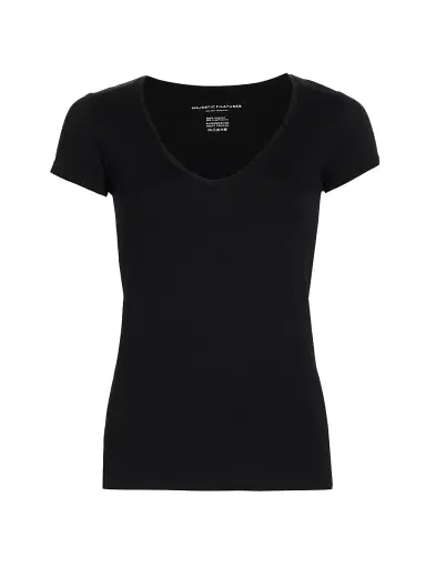 Majestic Filatures Women's Soft Touch V-Neck T-Shirt - Noir | Thumbnail 1 Majestic Filatures Women's Soft Touch V-Neck T-Shirt - Noir | Thumbnail 1