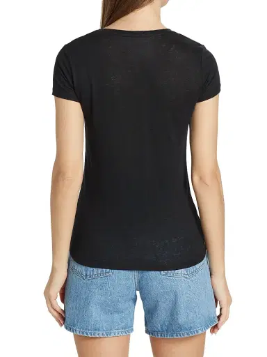 Majestic Filatures Women's Stretch Linen V-Neck T-Shirt - Noir | Thumbnail 5 Majestic Filatures Women's Stretch Linen V-Neck T-Shirt - Noir | Thumbnail 5